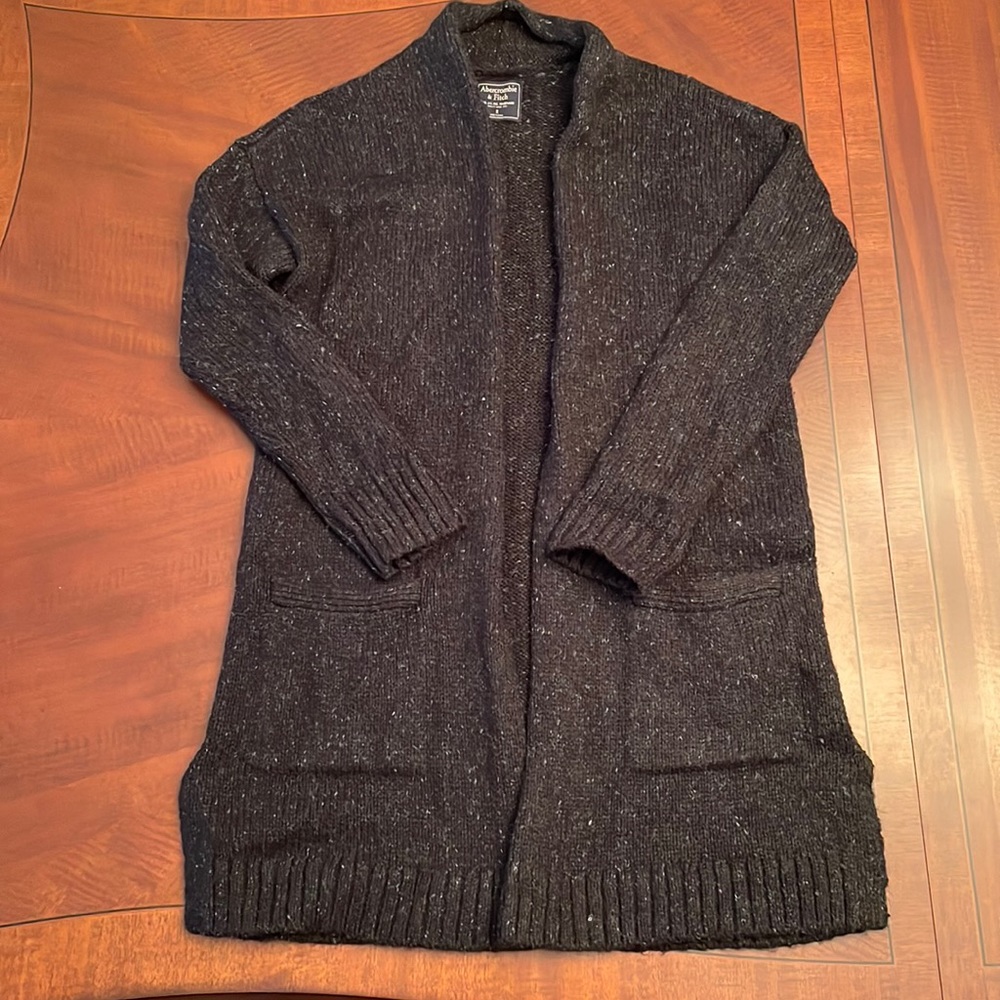 Abercrombie & Fitch Black Speckled Long Cardigan